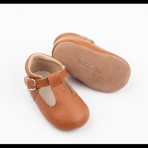 Genuine leather Brown T-Bar Shoes —Oxford style